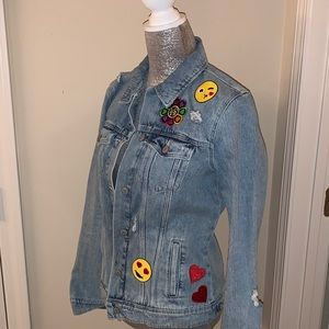 Patched denim jean jacket